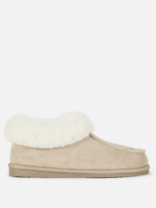 Faux Fur Lined Moccasin Slippers
