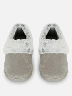 Faux Fur Lined Moccasin Slippers