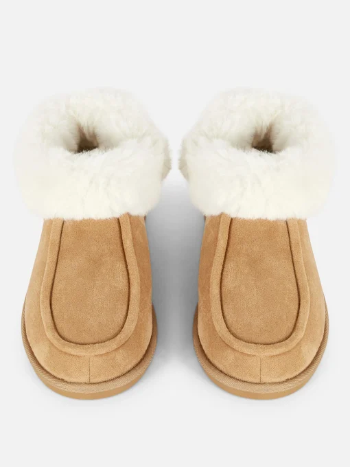 Faux Fur Lined Moccasin Slippers
