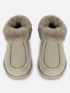 Faux Fur Lined Moccasin Slippers