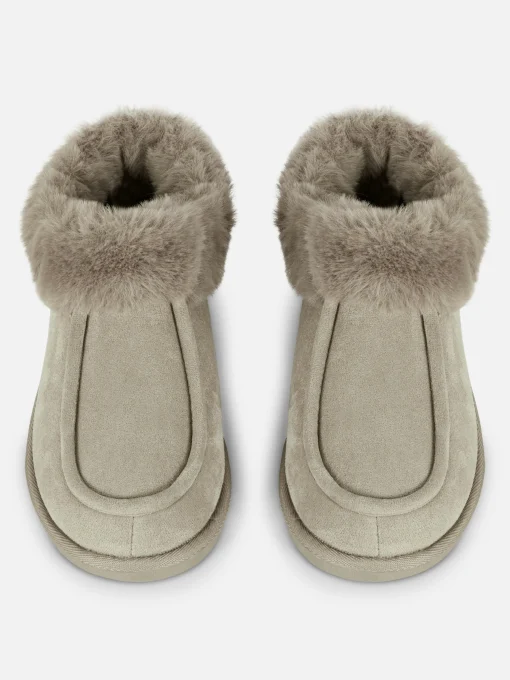 Faux Fur Lined Moccasin Slippers