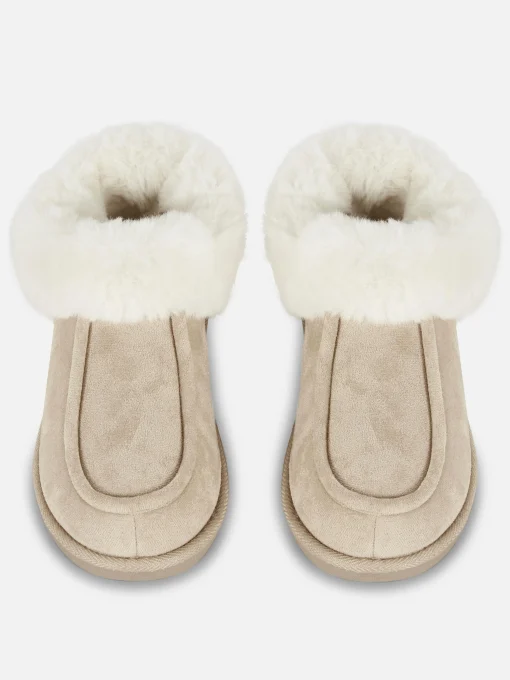 Faux Fur Lined Moccasin Slippers