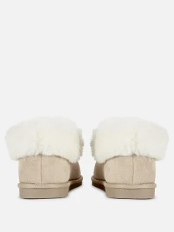 Faux Fur Lined Moccasin Slippers