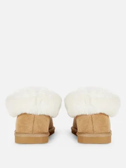 Faux Fur Lined Moccasin Slippers