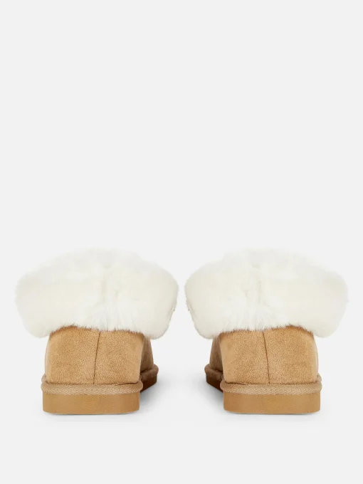 Faux Fur Lined Moccasin Slippers