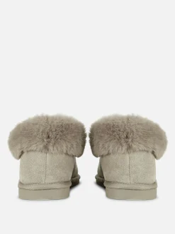 Faux Fur Lined Moccasin Slippers