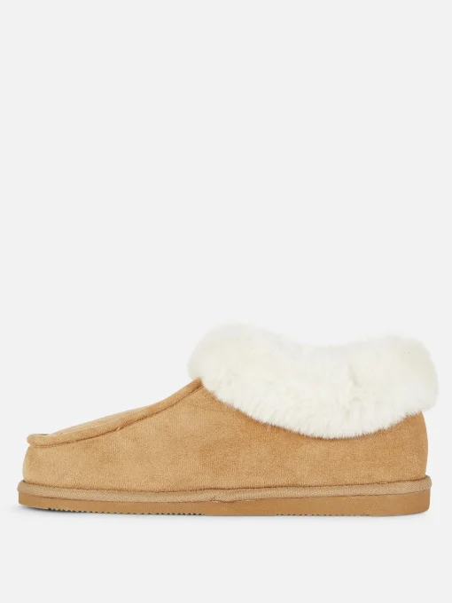 Faux Fur Lined Moccasin Slippers