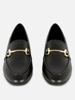 Faux Leather Buckle Loafers