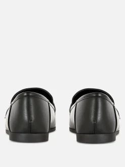 Faux Leather Buckle Loafers