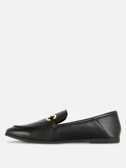 Faux Leather Buckle Loafers