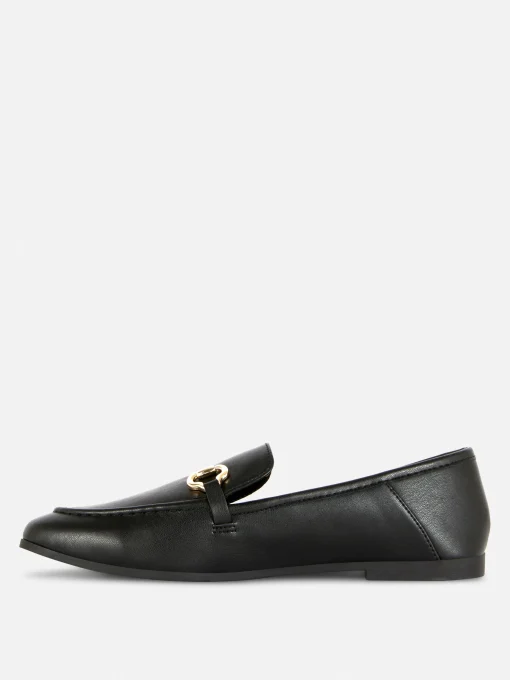 Faux Leather Buckle Loafers