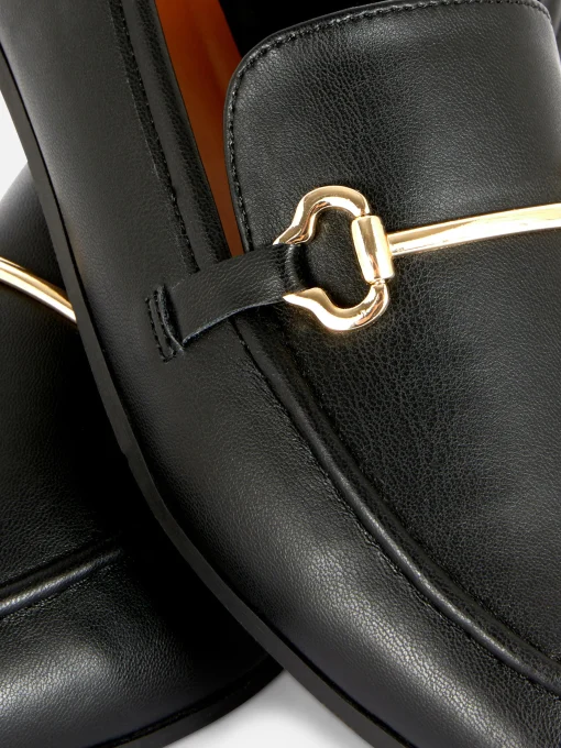 Faux Leather Buckle Loafers