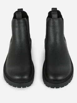 Faux Leather Chelsea Boots
