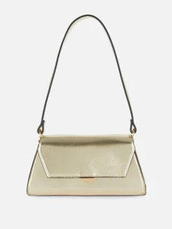 Faux Leather Flap Over Shoulder Bag