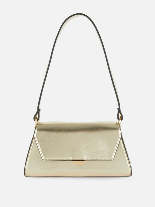 Faux Leather Flap Over Shoulder Bag