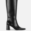 Faux Leather Heeled Knee Boots