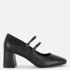 Faux Leather Heeled Mary Janes