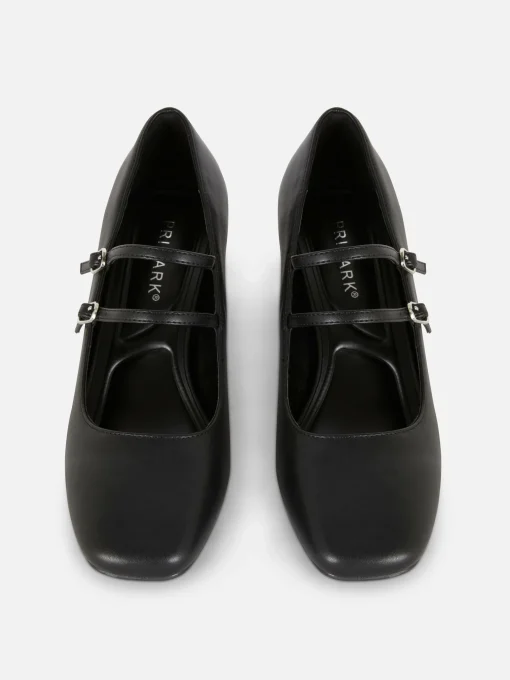 Faux Leather Heeled Mary Janes