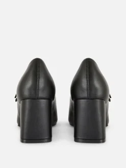 Faux Leather Heeled Mary Janes