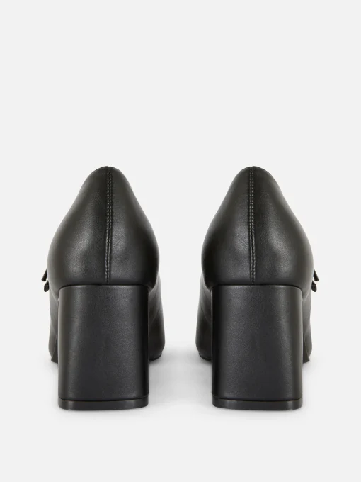 Faux Leather Heeled Mary Janes