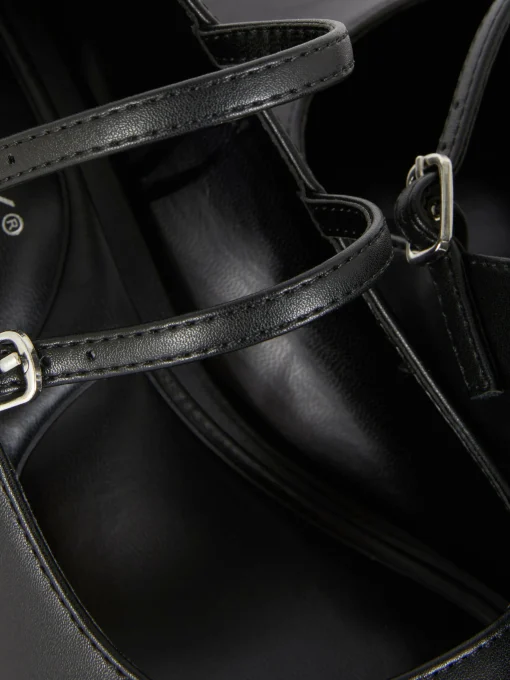 Faux Leather Heeled Mary Janes