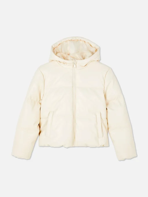 Faux Leather Puffer Jacket