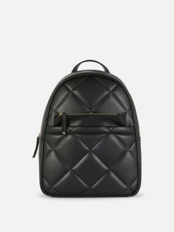 Faux Leather Quilted Backpack