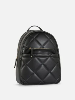 Faux Leather Quilted Backpack