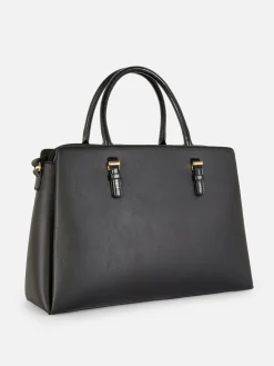 Faux Leather Removable Pouch Tote