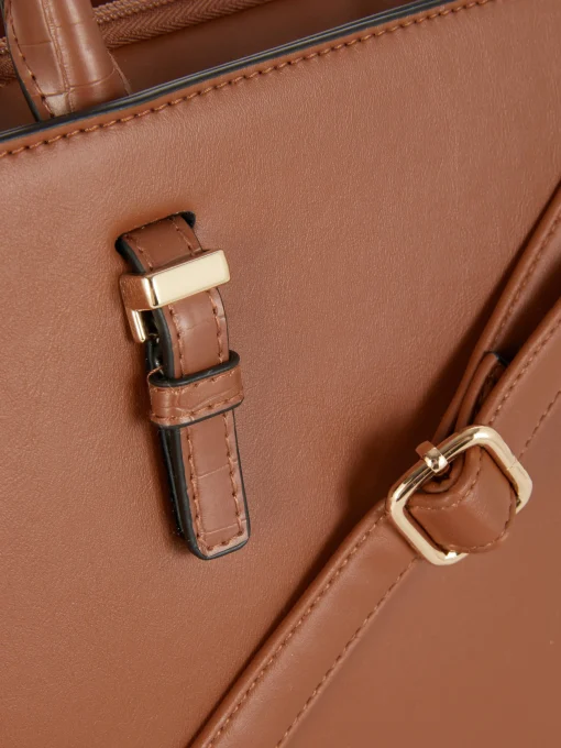 Faux Leather Removable Pouch Tote