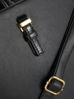 Faux Leather Removable Pouch Tote