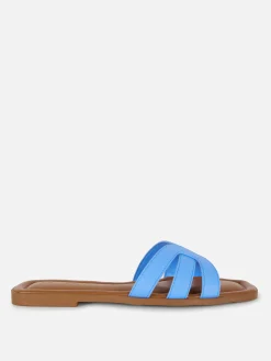 Faux Leather Strappy Mules