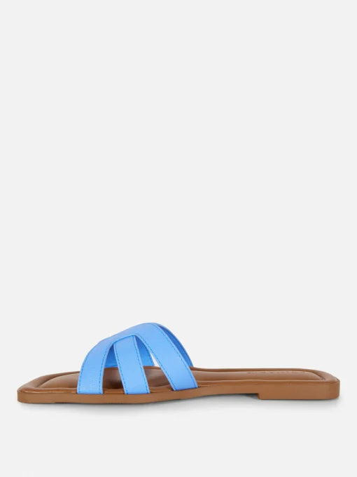Faux Leather Strappy Mules