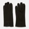 Faux Leather Trim Ponte Knit Gloves