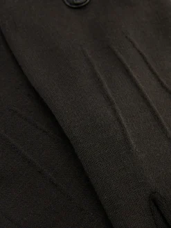 Faux Leather Trim Ponte Knit Gloves