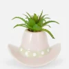 Faux Plant In Cowboy Hat Pot