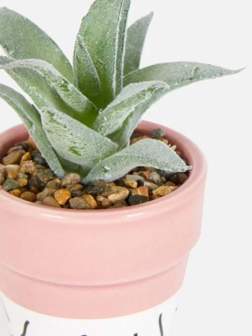 Faux Succulent In Colorful Pot