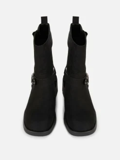 Faux Suede Biker Boots