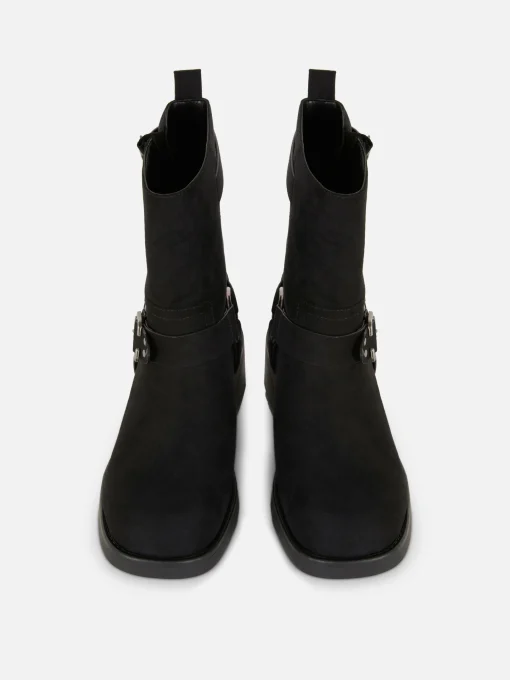 Faux Suede Biker Boots