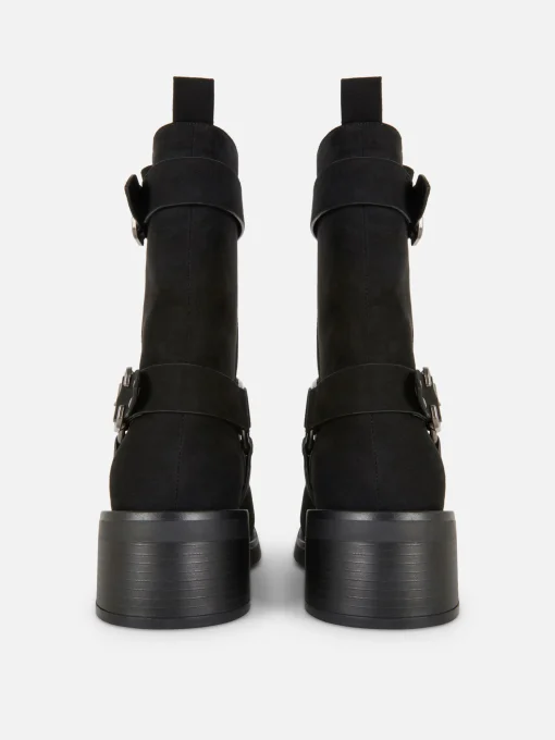 Faux Suede Biker Boots