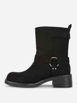 Faux Suede Biker Boots