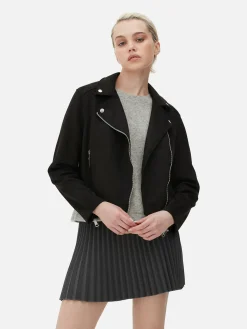 Faux Suede Biker Jacket