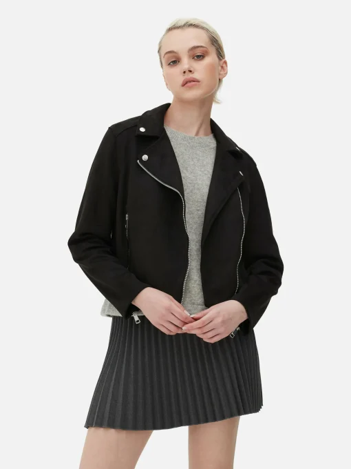 Faux Suede Biker Jacket