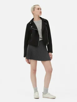 Faux Suede Biker Jacket