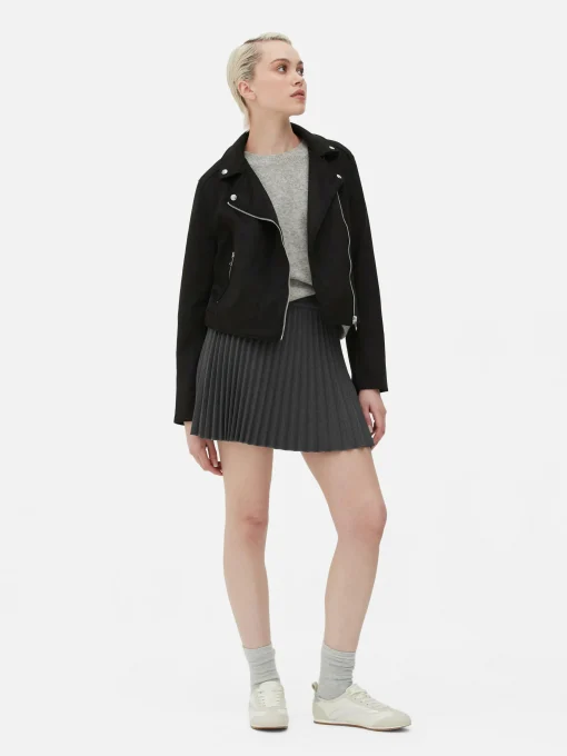 Faux Suede Biker Jacket