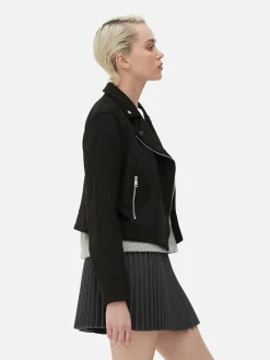 Faux Suede Biker Jacket