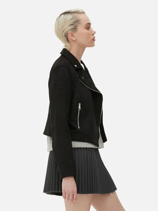 Faux Suede Biker Jacket