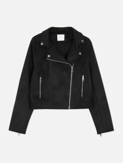 Faux Suede Biker Jacket