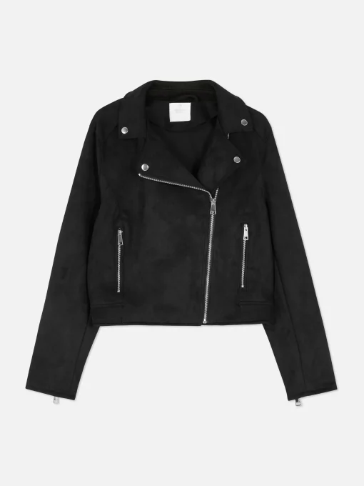 Faux Suede Biker Jacket