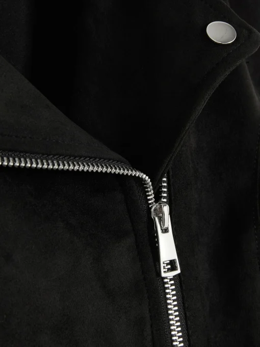 Faux Suede Biker Jacket